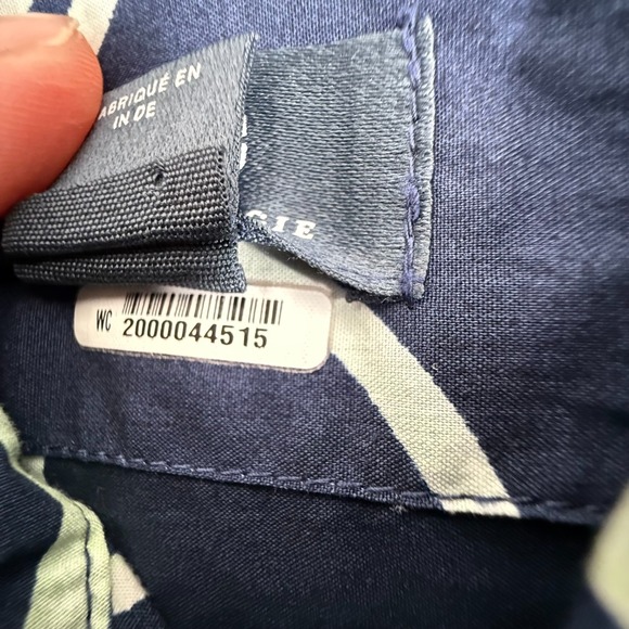 Maeve Anthropologie SP Floral Puff Sleeve Button Down Blouse Navy Cotton - Picture 5 of 9